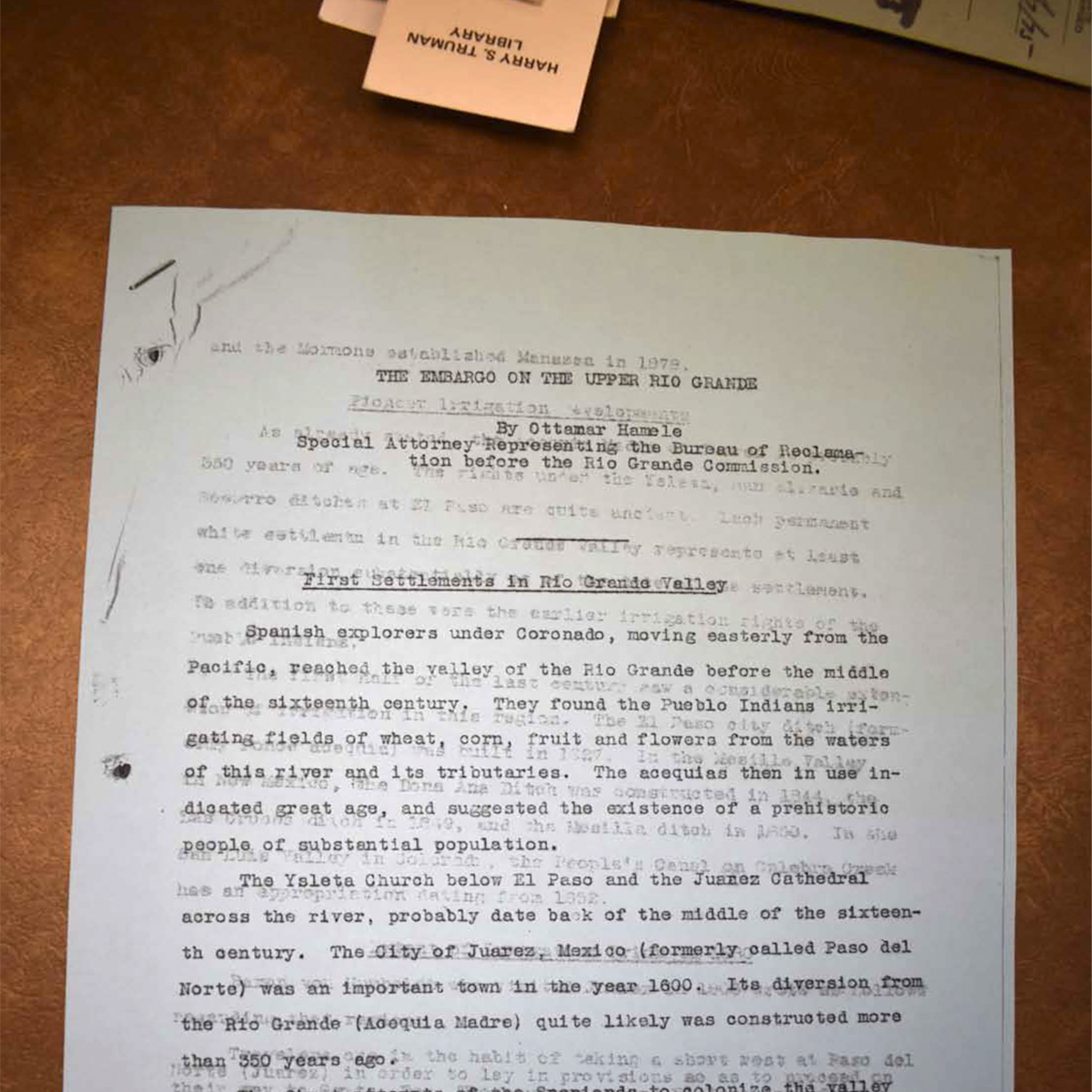 Document outlining the Embaro Upper Rio Grand